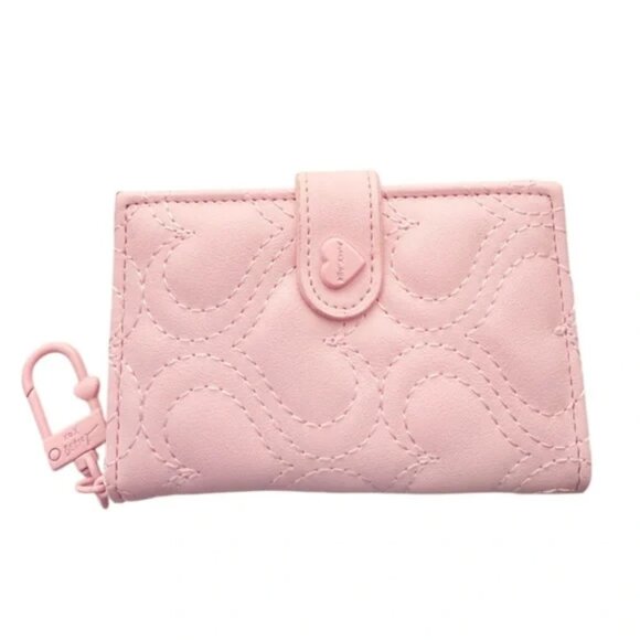 Betsey Johnson Pink Quilted Wallet with Clip - Picture 1 of 7